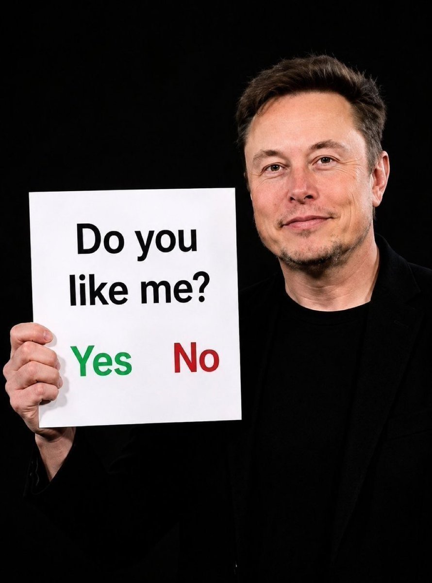 Commentary9eg's tweet photo. Be honest 👇 

😄 Elon asks, "Do you like me?" What's your answer?

A) Yes ❤️
B) No 👎
C) Sometimes 🤔
D) Depends on the day 😂 https://t.co/dCP9xKL0hX