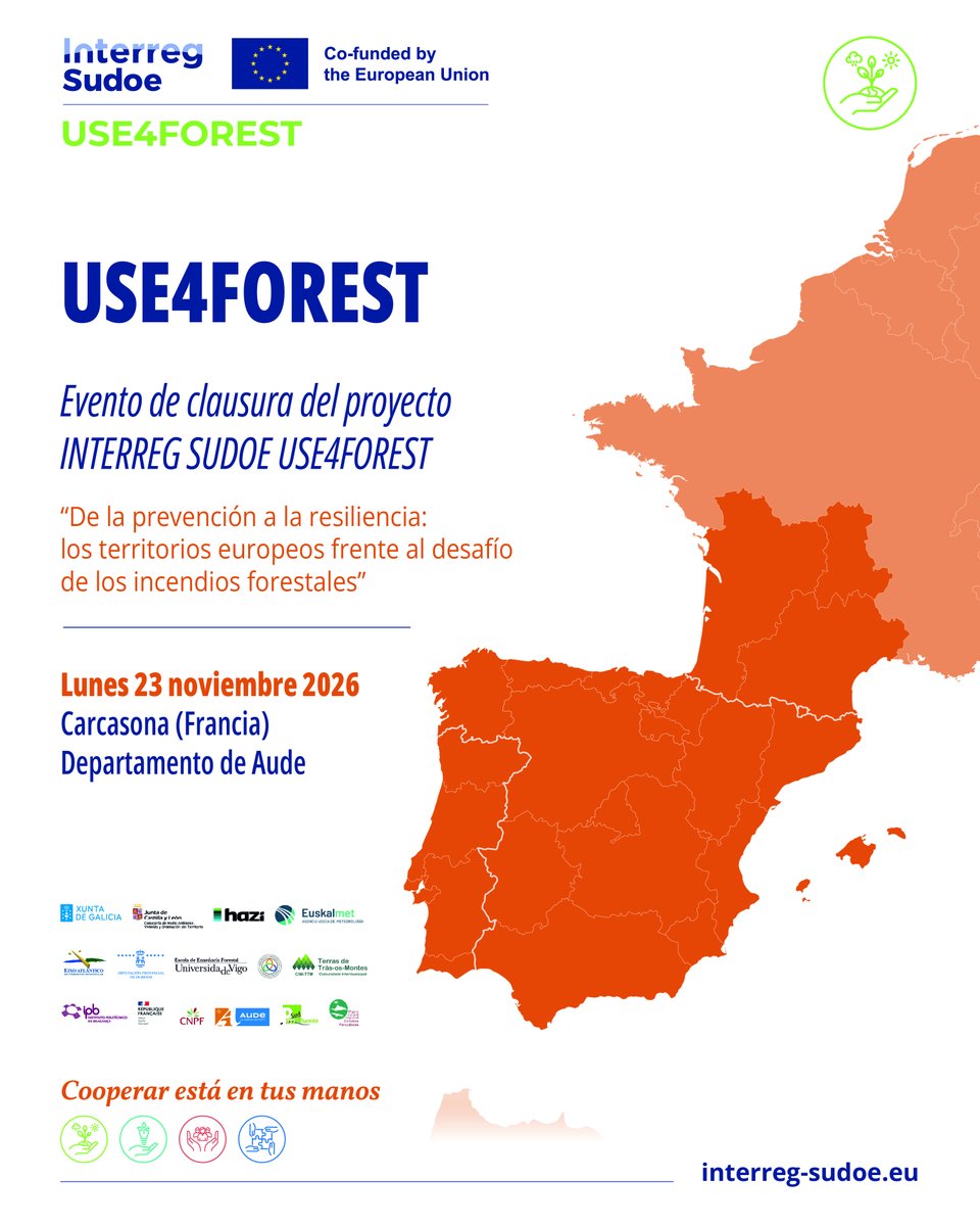 ForestUse470591's tweet photo. 🗓️ El 23 de noviembre el Departamento de Aude acogerá la conferencia de clausura del proyecto  USE4FOREST en Carcasona, Francia. ¡Reserva la fecha! 

✍️ Próximamente, programa e inscripciones.

🌲 Montes gestionados, territorios protegidos. https://t.co/qOtZjqmbP7