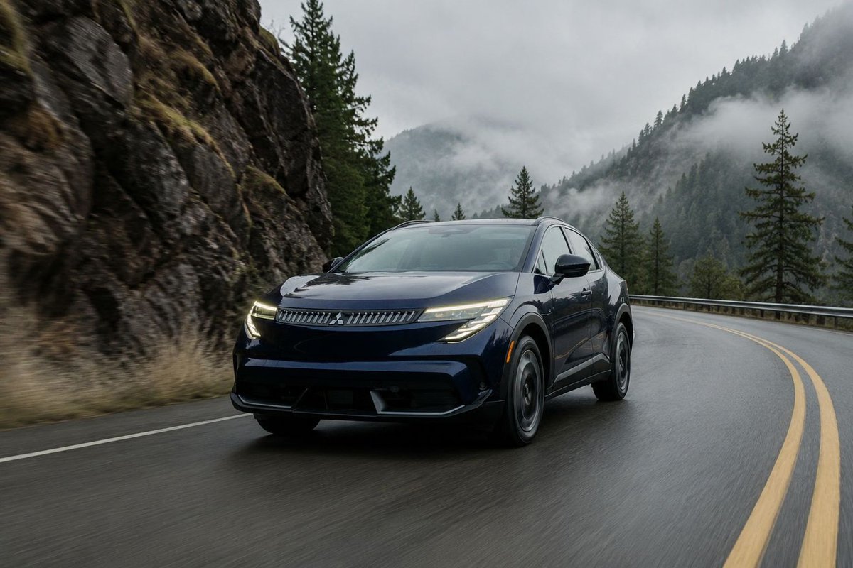 AutoGlobCo's tweet photo. 2027 Mitsubishi Eclipse Sportback returns as an EV with 214 hp, a 75-kWh battery and around 282 miles of range. It shares its platform with the new Nissan Leaf while getting its own Mitsubishi design. 

#Mitsubishi #EV https://t.co/w1vkdvQXDu