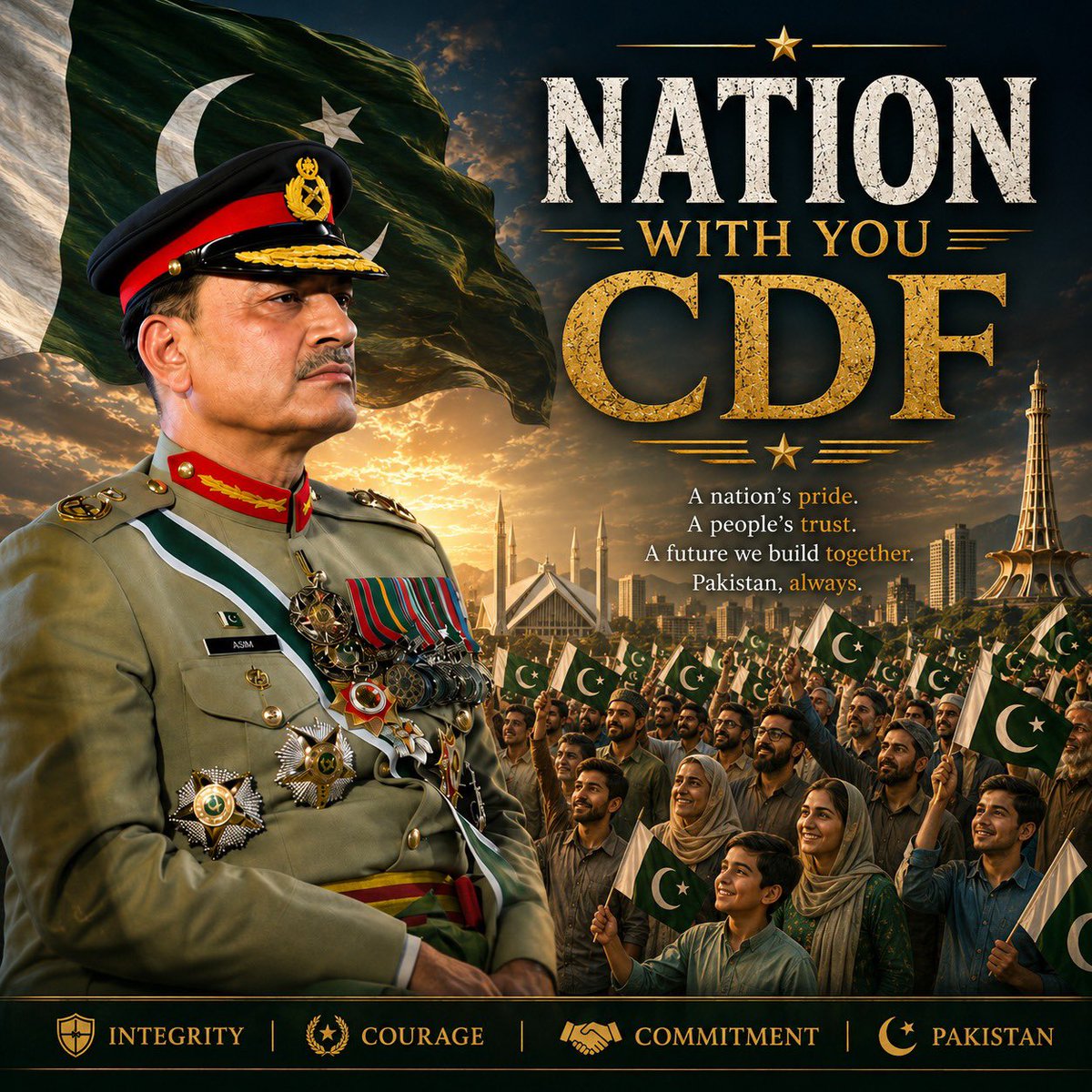 ImraanGill's tweet photo. True leadership is measured not only in moments of crisis, but also by the ability to maintain stability, confidence and direction over time.
#DefenderOfPeaceCDF
#ArchitectOfStabilityCDF
#WatanKiShaanCDF
#LeadsWithHonourCDF
#SupportOurCDF https://t.co/gQQ1twORoQ