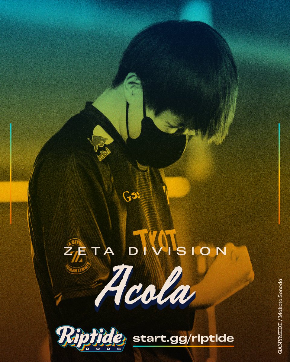RiptideSSB's tweet photo. 🌊He is the reigning Riptide Squad Strike champion, winner of Kagaribi 15, and the world's best Steve player. From Hyogo, Japan, give it up for the world's #1 player @zetadivision's @acola_Lui as he makes his return to Riptide this September! https://t.co/NfkmlA4SC0