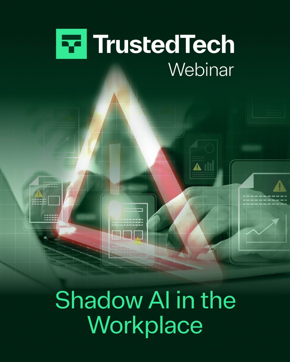 trustedtechteam's tweet photo. Today's the day. Join TrustedTech for a webinar on Shadow AI in the Workplace: What New Research Reveals About AI Adoption, Risk, and Governance as we break down new research on why senior leaders are the biggest Shadow AI risk, and what to do about it. 

We'll cover: 
- The real scale of Shadow AI inside today's organizations 
- Why bans on AI tools tend to backfire 
- The Microsoft 365 pricing change and what it means for governance 
- How Microsoft Copilot can provide a secure, governed path forward 

If you're responsible for AI governance, security, or Microsoft 365 strategy, we hope to see you there. 

Join us: 
https://t.co/NhP0KoKLfl 

#ShadowAI #MicrosoftCopilot #AIGovernance #CyberSecurity #Microsoft365