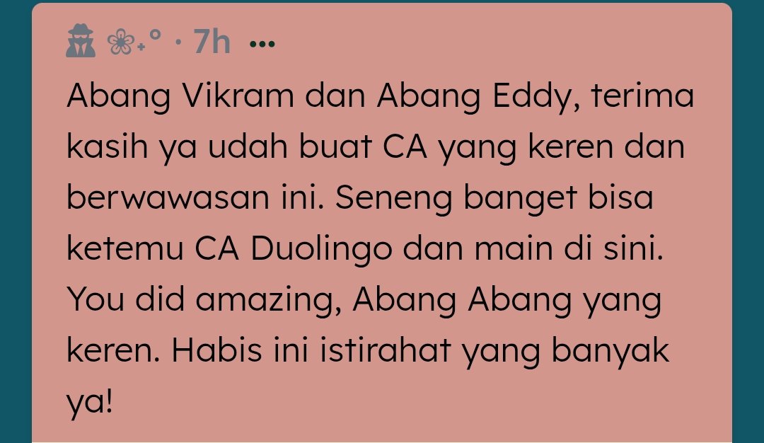 guidevikram's tweet photo. terakhir buat vikram, @guideddy sama si Lingo. intinya gue mau bilang makasih banyak guys udah join dan stay till the last day sama lingostreak! we proud of you. https://t.co/bWAAeeClIn