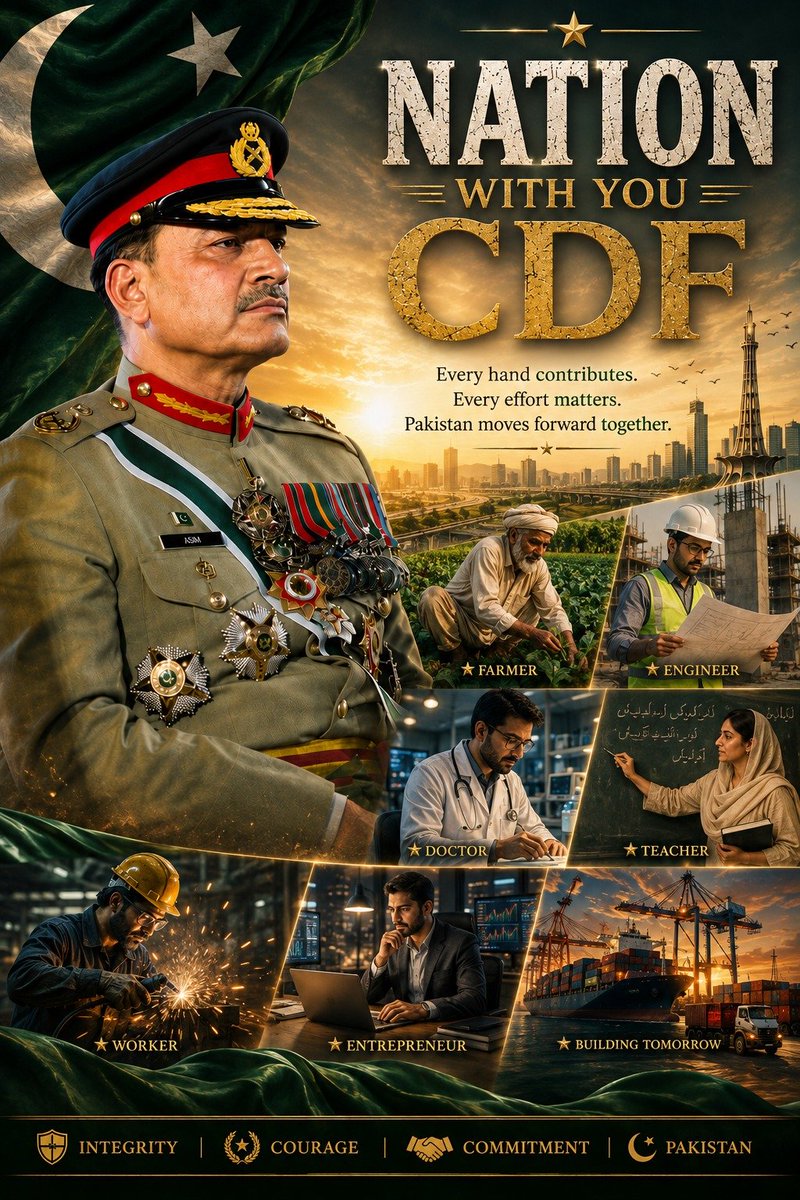sbaloch044's tweet photo. A secure Pakistan is built through capable institutions, prepared security forces, social cohesion, and responsible citizenship.
#DefenderOfPeaceCDF
#ArchitectOfStabilityCDF
#WatanKiShaanCDF
#LeadsWithHonourCDF
#SupportOurCDF https://t.co/1YHnQore2E