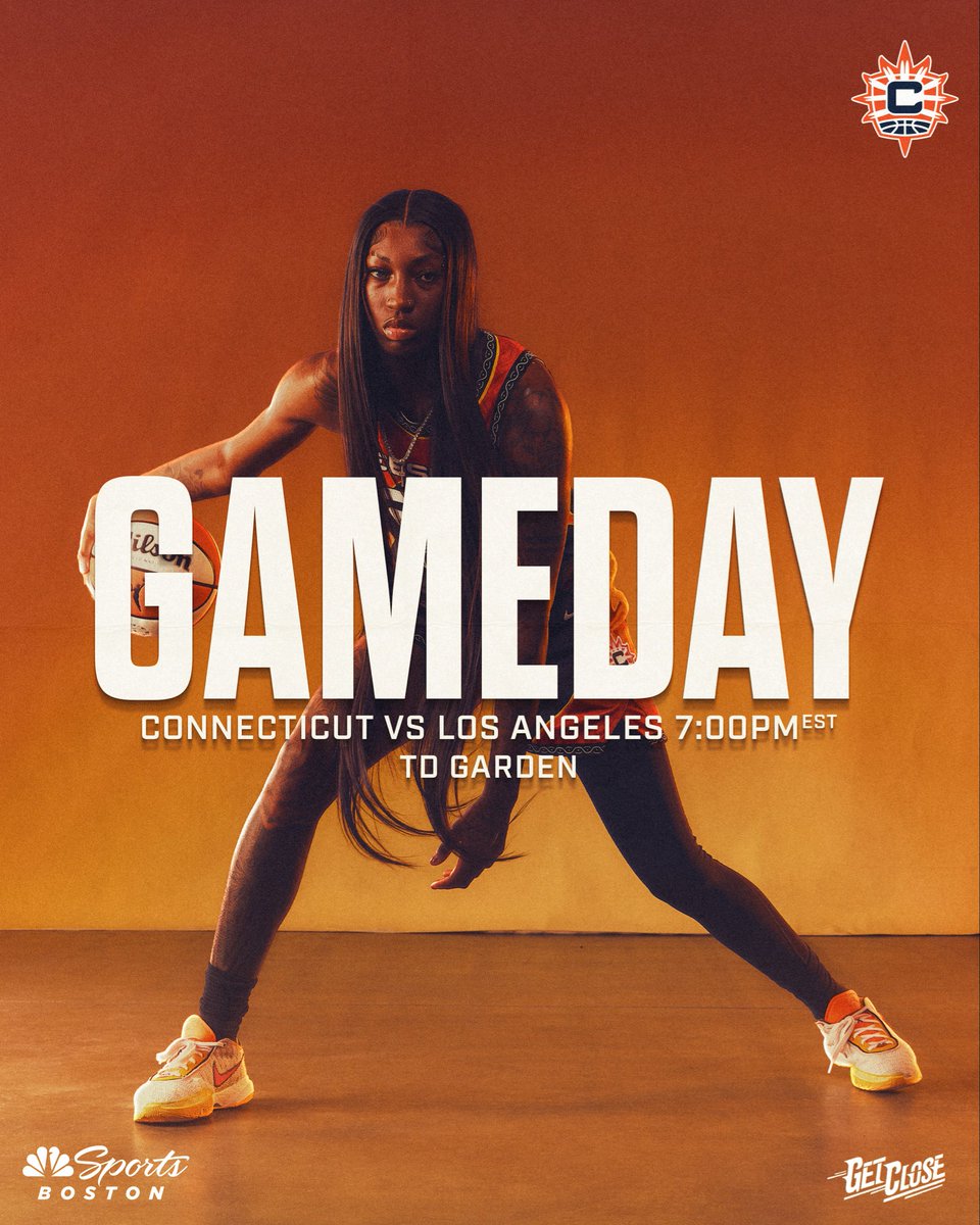 ConnecticutSun's tweet photo. HELLOOO BOSTON 🧡🧡

🆚  @LASparks 
📍 TD Garden
⌚️ 7:00 PM EST
📺 NBC Sports Boston 

#GetClose | #CTSun https://t.co/aiLVulC3kO