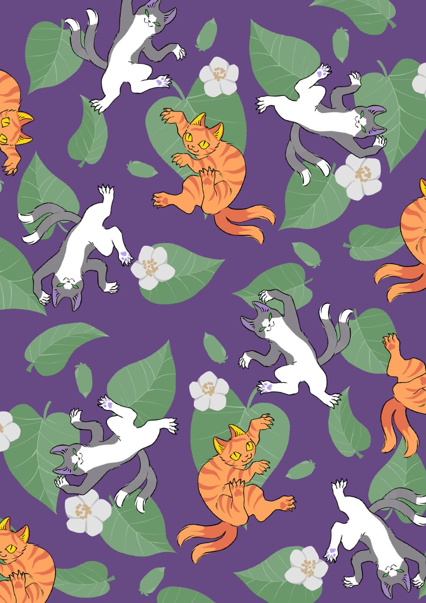 Y_ashi_n's tweet photo. イラスト描くときに作った化け猫アロハ柄です　待ち受け用にどうぞ https://t.co/7D8dpIqulH