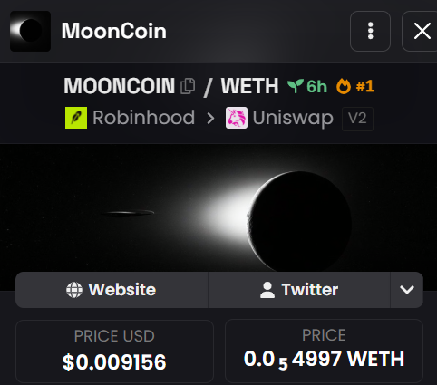 mooncoinrobin's tweet photo. Listed on Dexscreener Trending First

https://t.co/mZsWqwJ1fo https://t.co/rsopmTrHCH