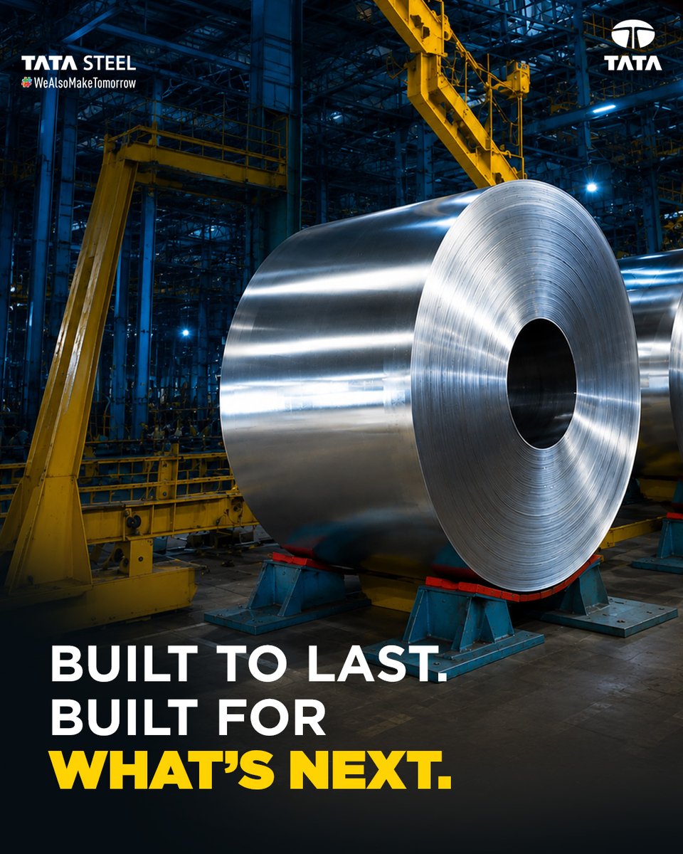 TataSteelLtd's tweet photo. The next step in steel innovation.

Tata Steel Kalinganagar has rolled out its first Zinc-Aluminium-Magnesium coated coil, bringing advanced coating technology for higher corrosion resistance, better protection at cut edges and a longer service life compared to conventional galvanised steel.

Built for solar, agriculture, construction and infrastructure, this is steel built for tomorrow.

#TataSteel #WeAlsoMakeTomorrow #Kalinganagar #SteelInnovation