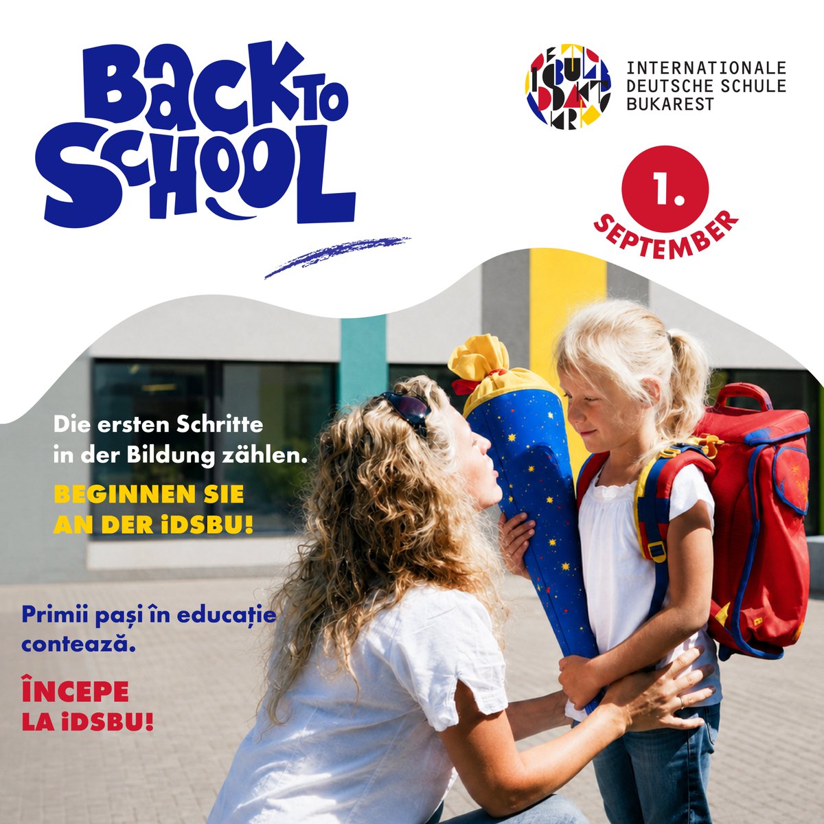 DBukarest's tweet photo. ✏️ Wir sehen uns am 1. September!
Die ersten Schritte in der Bildung zählen.
Beginnen Sie an der iDSBU 🎒

✏️ Ne vedem pe 1 Septembrie!
Primii pași în educație contează.
Începe la iDSBU 🎒 https://t.co/5zUouYo6cv
