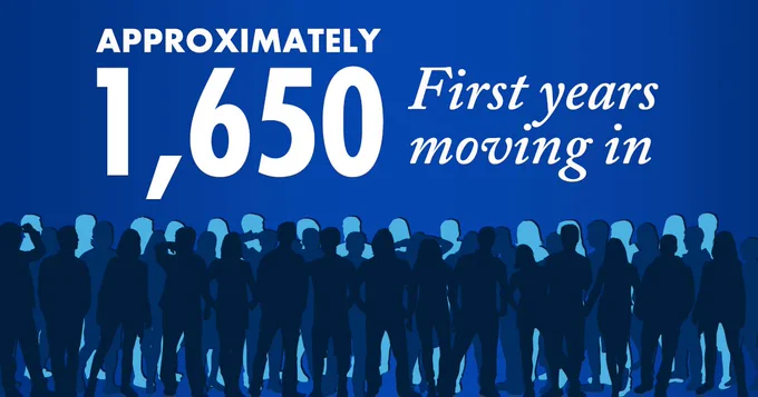 blue graphic with white text and outlines of a crowd