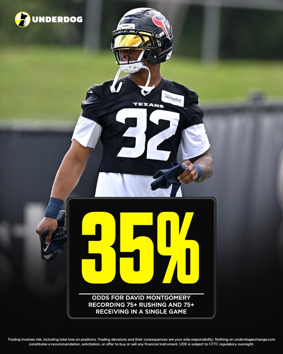 UnderdogNFL's tweet photo. David Montgomery on his expanded role with the Texans, via @Djbienaime:

"[OC] Nick Caley let me know that I will be able to showcase [my dual-threat ability] because I know I can do it."

https://t.co/rmpq1GimpU https://t.co/gaZoKAaXfS