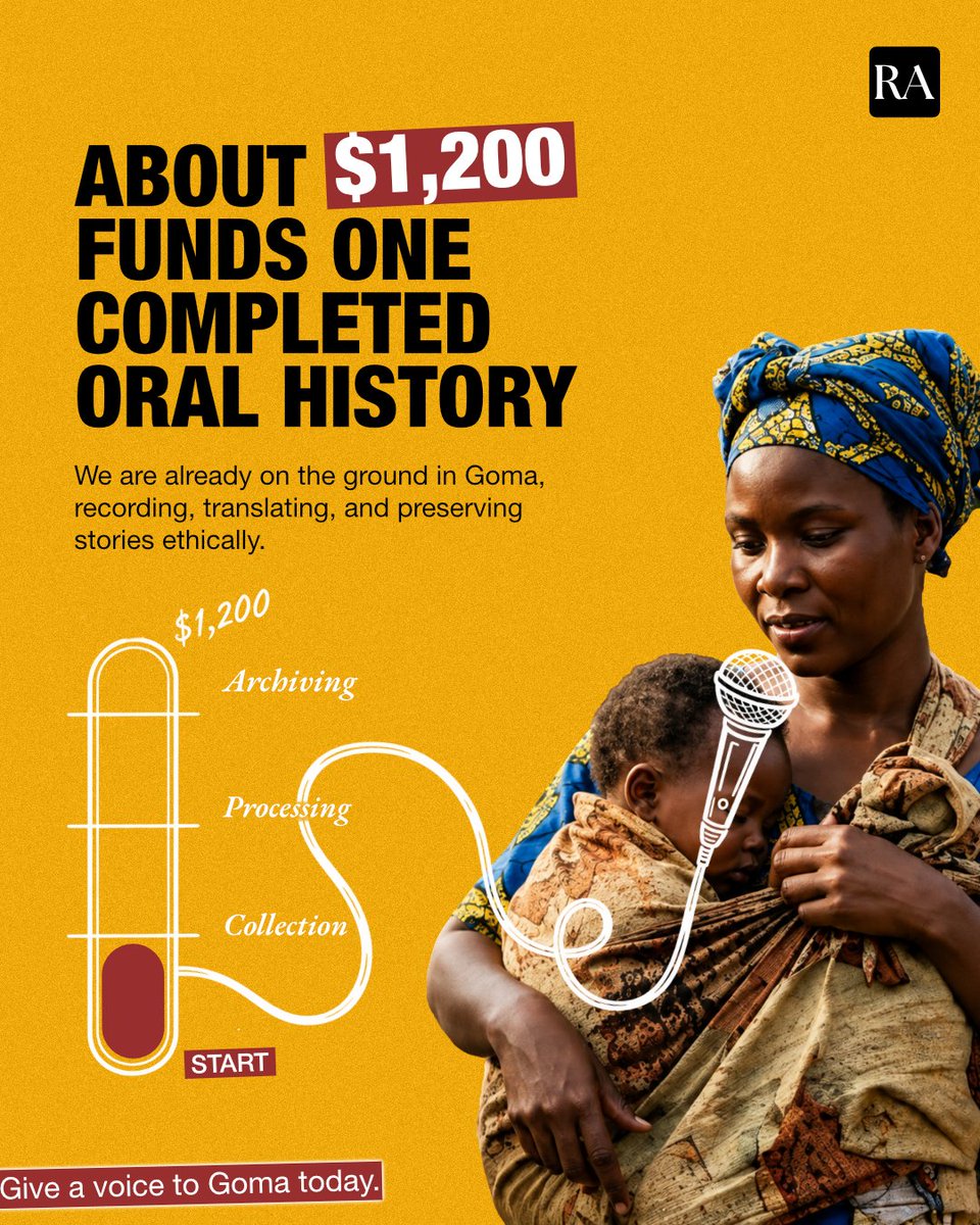 refugeearchive_'s tweet photo. 21 Displaced Single Mothers in Goma Need Support

Conflict has disrupted their homes, livelihoods, and daily lives. Now 21 women are ready to preserve their full oral histories in their own words so their experiences do not disappear with the news cycle.

We need $25,000 by September 4 to cover the real cost of ethical documentation, from childcare and transport to interpretation, transcription, and permanent archival.

Donate or share:
https://t.co/bvDiJkaM9S

#DRC #Goma #OralHistory #TheRefugeeArchive