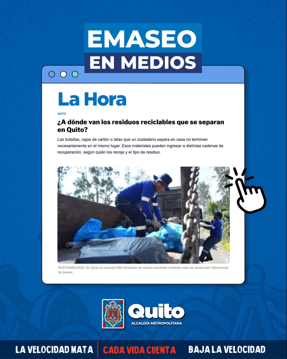 EmAseoQuito's tweet photo. 💙 #JuntosLimpiamosQuito | ¿A dónde van los residuos que separas para reciclar? ♻️

¿qué pasa después y quiénes hacen posible esta cadena.?

👉 Lee la nota completa y descubre por qué separar sí hace la diferencia. https://t.co/atCLUIVq6b 

#QuitoSostenible https://t.co/iXJJSAVeki