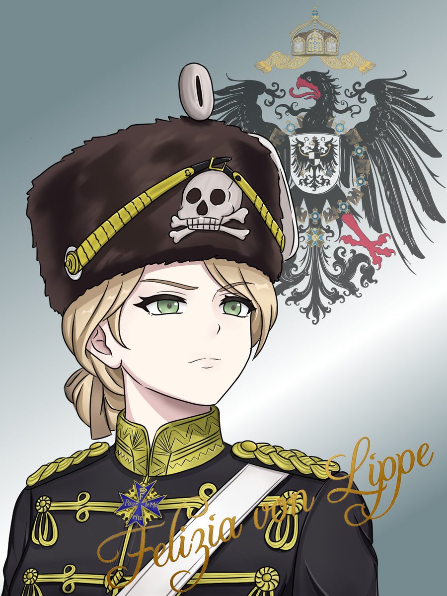 flowery1917's tweet photo. The Hussar major, Felizia von der Lippe 
(The story is not ready yet............)
In short, @HeinzLindborg your wife is comiiiiiing!
#WW1 #ドイツ軍 #第一次世界大戦 #ドイツ軍 #OC #WW2 #第二次世界大戦 https://t.co/71Ht44cXo4