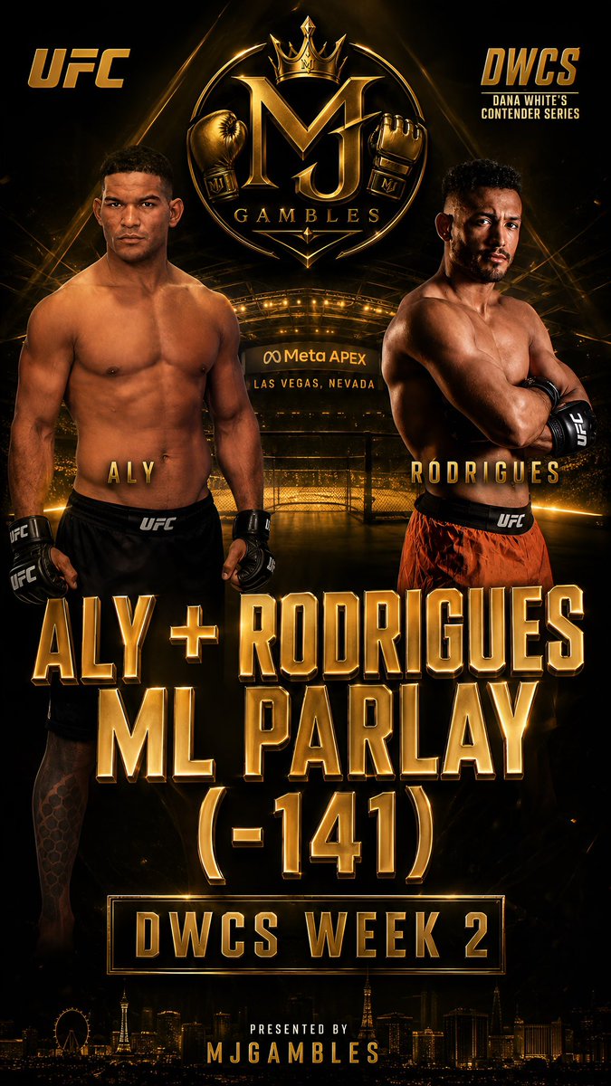 MJGambles's tweet photo. #DWCSWeek2 Parlay🥋
🔒Aly ML
🔒Rodrigues ML
(-141) Risk 1u
💚 if tailing!
#DWCS #UFC #MMATwitter #MMA https://t.co/GQl2hlCqau