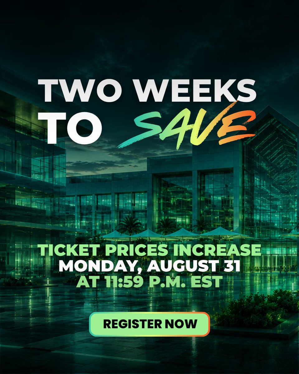Retcon_USA's tweet photo. TWO WEEKS LEFT TO SAVE ON RETCON TICKETS⏰

Ticket prices increase Aug. 31 at midnight EST. If RETCON is on your 2027 calendar, now’s the time to lock in the lowest prices.

We look forward to seeing you March 7-9, 2027 in Fort Lauderdale! Get your tix: https://t.co/aJxHlyHMli https://t.co/r7cus9voHu
