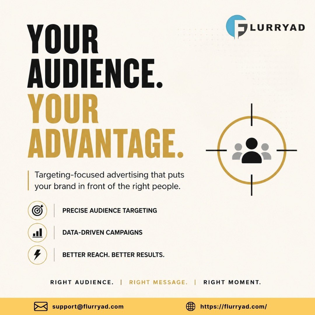 flurryad80049's tweet photo. Your audience is out there. The right strategy puts your brand in front of them. 🎯

Right Audience. Right Message. Right Moment.

#FlurryAd #AudienceTargeting #DigitalAdvertising #DataDrivenMarketing #AdTech https://t.co/8mZm96HWLM
