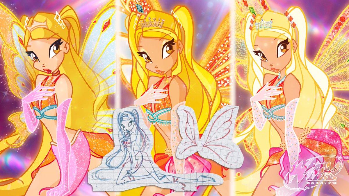 thewinxarchive's tweet photo. The party continues on! Here's three, side by side comparisons of the different styles of Enchantix! The show version, the version on official art, and the Glam Enchantix version! 

The show version is made by @JustWinxMelody, with the other two versions made by @MaxiinR! https://t.co/1bStwqpDNx