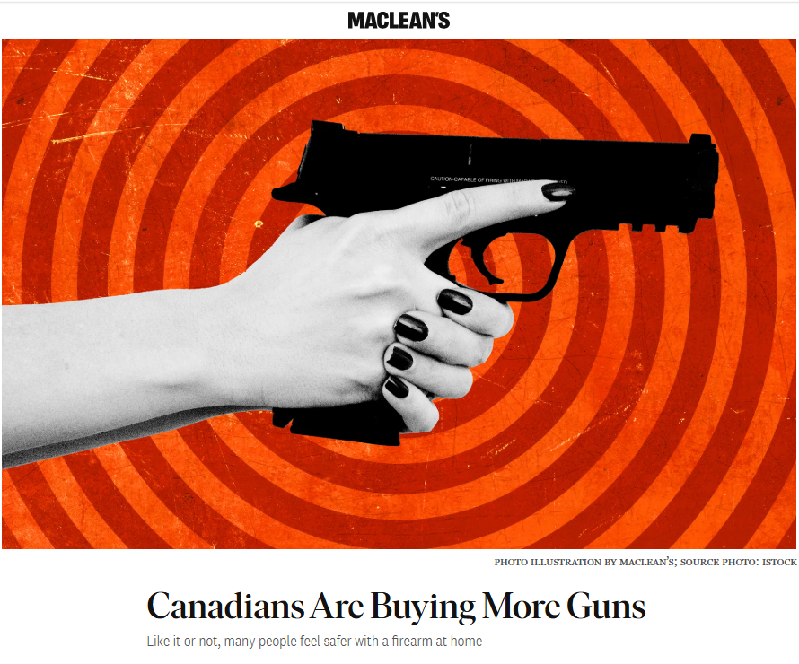 Feral999's tweet photo. Give Maclean’s credit. They’re saying what much of the mainstream media seems afraid to acknowledge: “Like it or not, many people feel safer with a firearm at home.”
Since the Liberals took power, firearm licenses have increased by roughly 50%. When real public safety is not a priority, and the government remains more focused on licensed firearm owners than violent criminals, it’s not difficult to understand why more Canadians are choosing lawful firearm ownership. @CanadasNFA 
Canadians Are Buying More Guns - https://t.co/dNc1ACRiOW