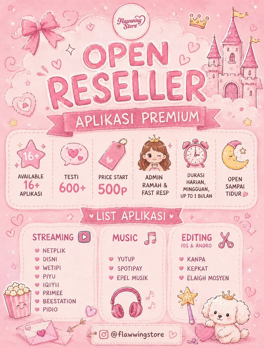 blueofakey's tweet photo. @maskeeur 𑣲⋆ hii! fh @maskeeur lagi open reseller untuk all apprem (streaming, music, editing) ready harian - bulanan, cocok untuk pemula ‧₊ ᵎᵎ 🍒 ⋅ ˚✮

intip pl bole langsung hubungi https://t.co/4Ujr6aJIP0 yaa ──★ ˙🍓 ̟ !!

#zonauang #zonaba #openreseller 1 https://t.co/6Z5vDGyc2v