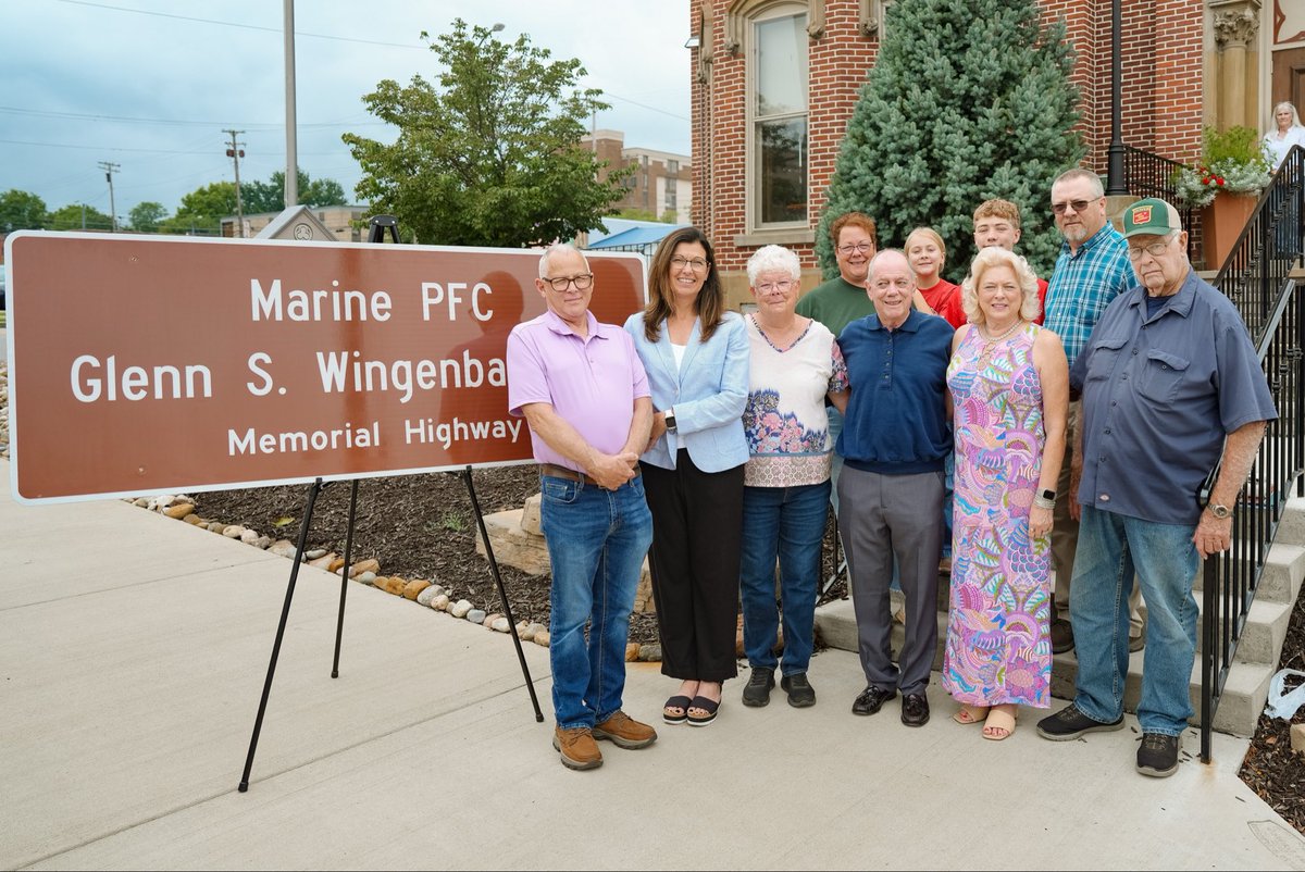 OHRGOPCaucus's tweet photo. State Rep. Marilyn John recently participated in the dedication of the Glenn S. Wingenbach Jr. Memorial Highway alongside family, veterans, and other community members. 

Memorial highways are a way to remember and honor the legacies of Ohio heroes who have made a lasting impact on their communities and our state. 🇺🇸