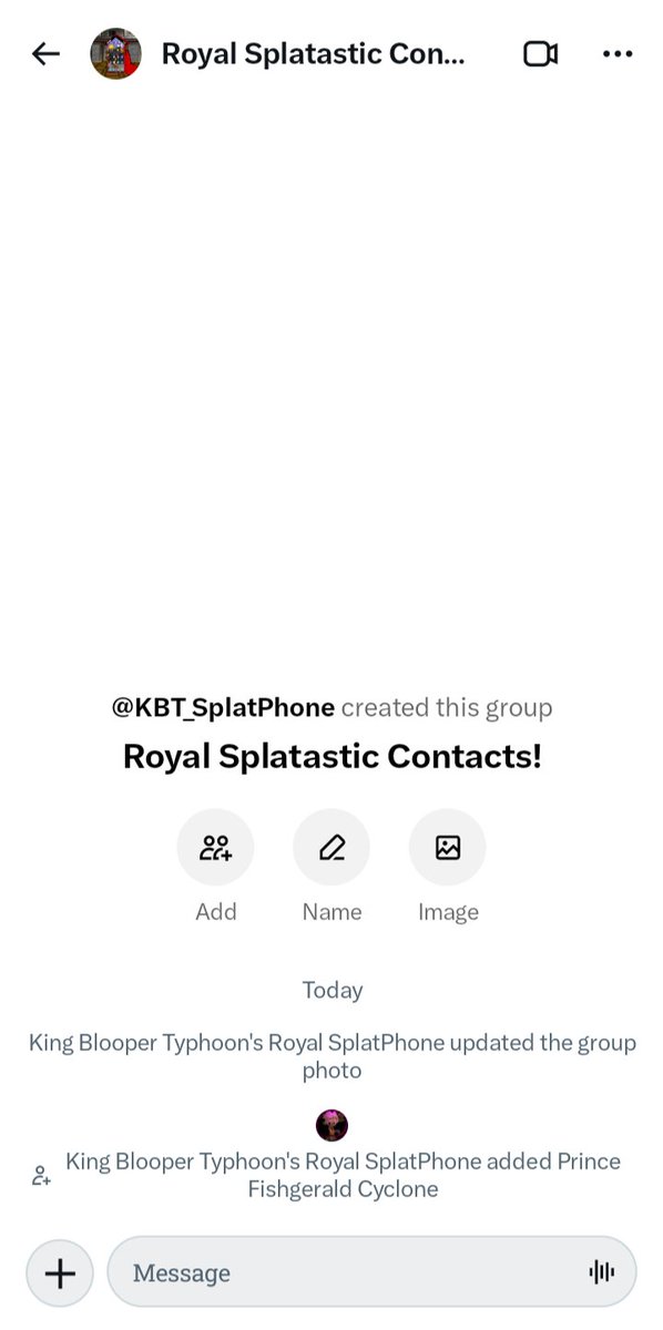 KBlooperTyphoon's tweet photo. Citizens and dudes!

Who wants to message me for roleplays and splatastic fun by joining my new group on my SplatPhone? As an Inkling or octoling yourself, you can now pretend you're sending me a "splat-text message"!

"Royal Splatastic Contacts!" is now OPEN!! https://t.co/GO2hJqB5Il