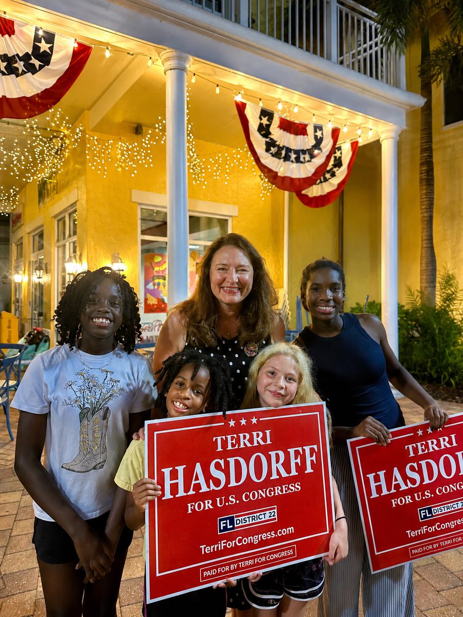 TerriForFL22's tweet photo. Election Day is here! 🇺🇸

So grateful for this amazing community, these incredible young patriots, and everyone who has stood with us throughout this campaign.

Today is your opportunity to make your voice heard. If you haven’t voted yet, get out and vote! Every vote matters. Every voice matters. And the future of our country is worth showing up for.

🇺🇸 Let’s make it count!

#ElectionDay #FL22 #Florida #AmericaFirst #FaithFreedomFamily
Paid for by Terri for Congress.