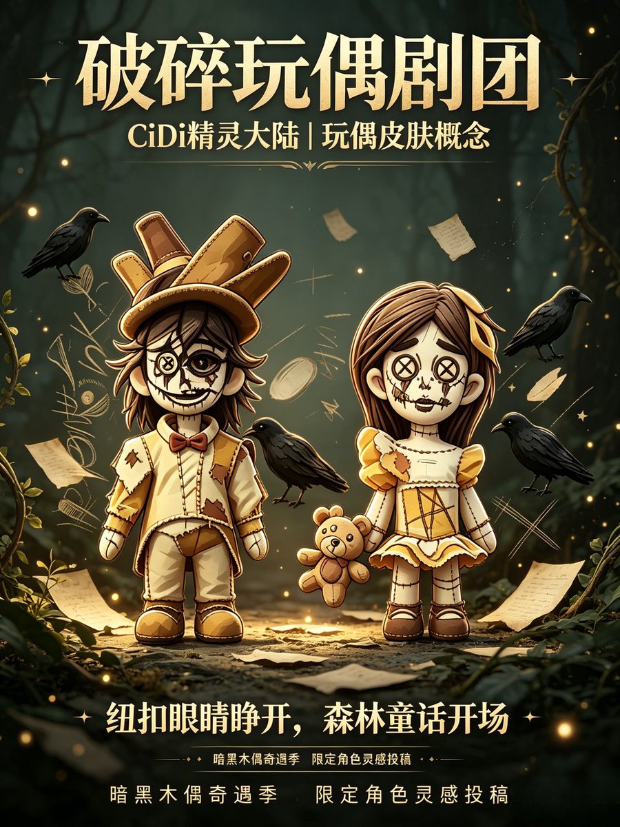 xue3373's tweet photo. 无意间听到一首氛围感音乐，突然来了一个灵感✨手绘了几张“纽扣破碎玩偶”手稿。暗黑童话的木偶设定，X纽扣眼睛，缝线破损的小丑人偶，如果这套破碎玩偶皮肤能够融入到咱们的CiDi精灵大陆，一定特别出彩。
期待未来可以在游戏里面看到这群纽扣人偶登场！@PlayCiDi @asher_cidigames #CiDiGames https://t.co/CBMDzGC51l