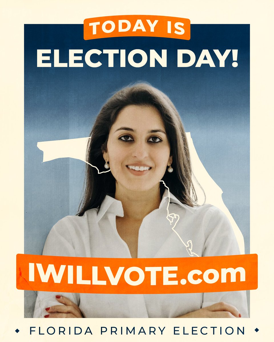 ElectTheBench's tweet photo. Get out and vote in today’s primary, Florida!

As a teacher, a principal, and a White House fellow under presidents of both parties, Pia Dandiya knows how to get things done — and she has what it takes to win in #FL22.

Polls close at 7pm. Make a plan to vote! https://t.co/j2WyjcgjUj