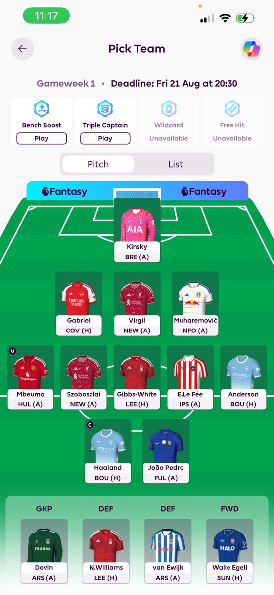 schhyeah's tweet photo. @FPL__Fish the goal is to delay the wildcard as far as possible https://t.co/FxJu3zWYXN