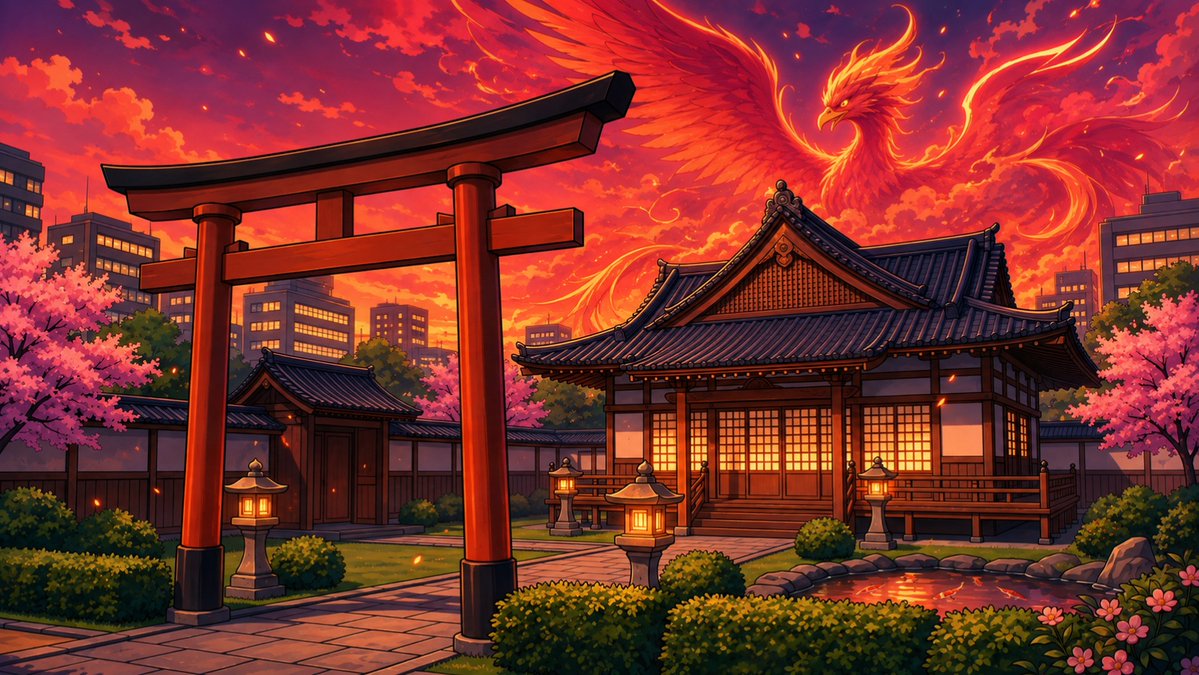 KenjiOrigins's tweet photo. If the sky above the Dojo caught fire, would you run… or look up? At dawn, every lantern lit itself.

Then something opened its wings above the southern gate.

The Vermillion Bird has awakened. 🔥 https://t.co/jH1Jm3jDUl