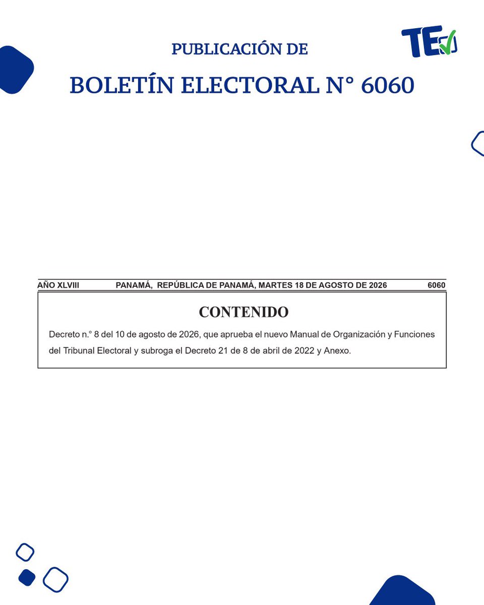tepanama's tweet photo. Te compartimos el boletín Electoral N° 6060, más información: https://t.co/8ecaEeYnaB
#TribunalContigo https://t.co/W4aucIDKjo