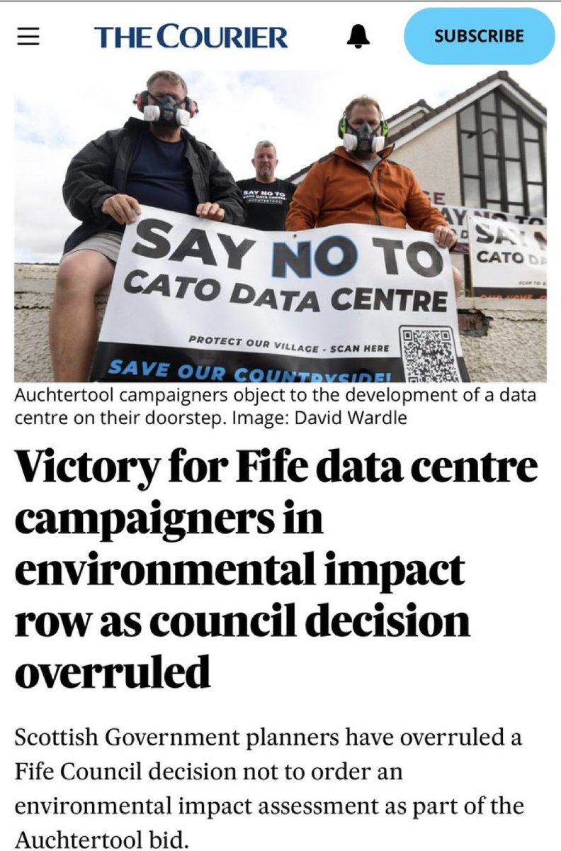 JamesMelville's tweet photo. Plans for a “monstrous” data centre next to Auchtertool village in Fife must be subject to an environmental impact assessment, the Scottish Government has ruled. Good news. But the battle is still far from won. https://t.co/xBxN5cKeCg