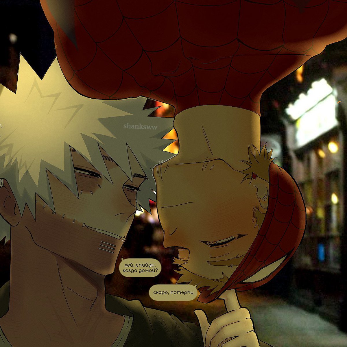 Hawks_DbHks's tweet photo. — When are you going home, Spidey?
—  soon, be patient.

#DabiHawks #DbHks #MyHeroAcadémia #MHA #shanksww #Spiderman https://t.co/RvImHuEmEg