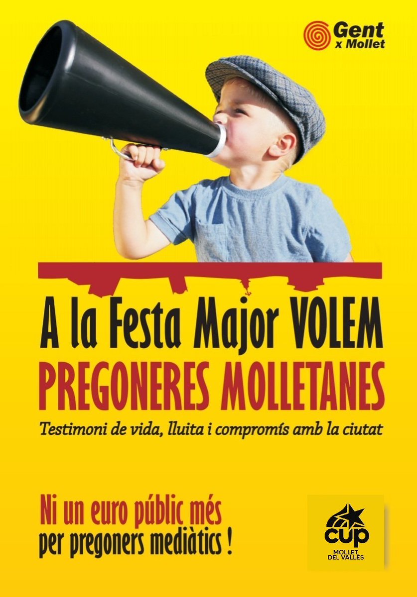 guanyemMollet's tweet photo. ⚠️L'ajunt de #Mollet torna 
atorgarel Pregó de FMajor al còmic que actuarà a l'envelat. Quant ens costa?
🔥La Festa Major mereix un pregó molletà.
⚠️Portem 14 anys reclamant-ho, però aquest ajuntament PSC-Comuns de feminisme i molletanisme va justet.
🔥Mollet necessita un canvi. https://t.co/ktNDFMjuaP