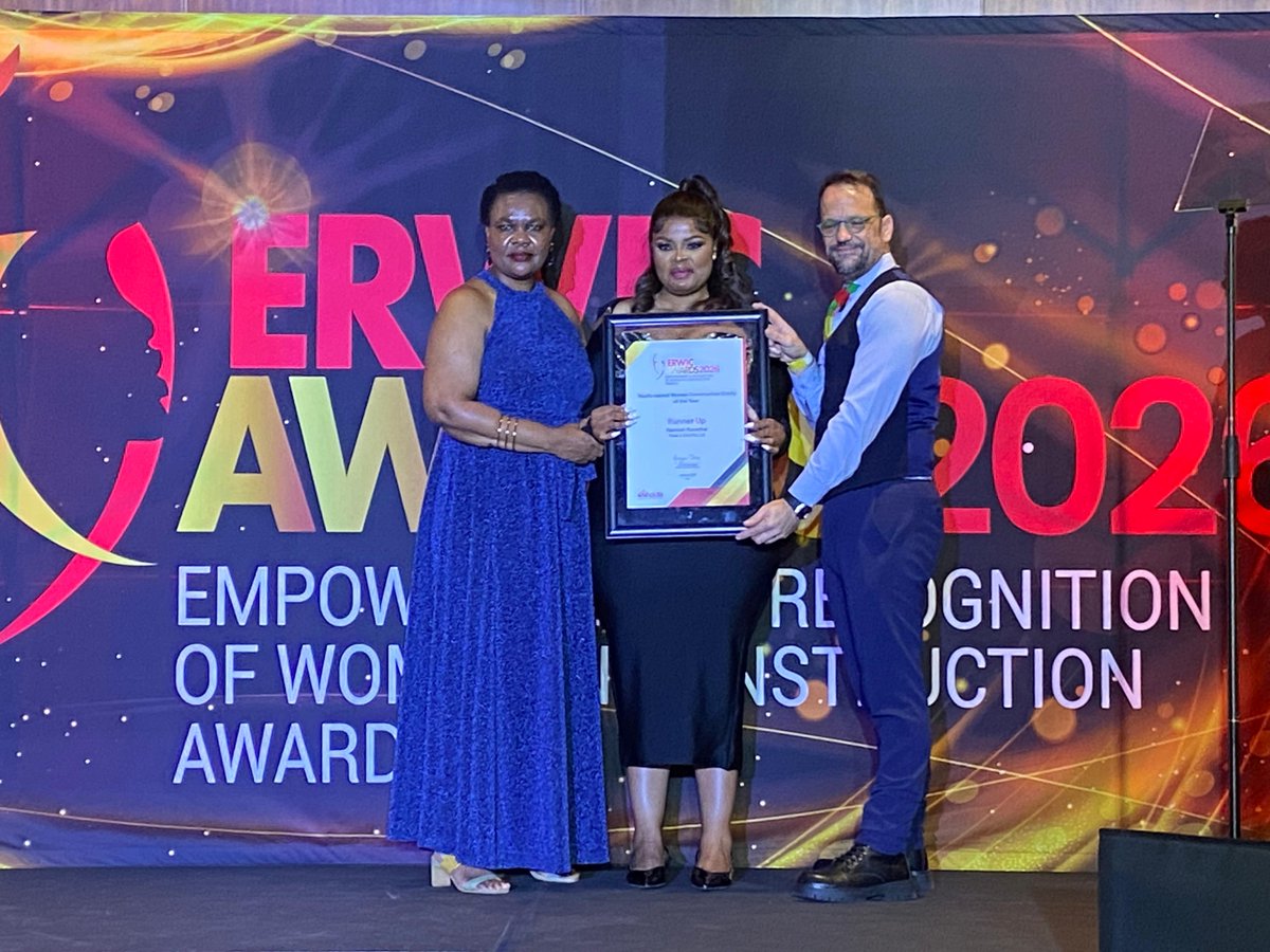 cidbERWIC's tweet photo. Youth-owned Woman Construction Entity of the Year
🥉 Galo Maarohanye | GVM Civils
🥈 Hannah Rasethe | Peak A Site Pty Ltd
🥇 Ayanda Phumo | Ayanda Phumo Consulting
The next generation isn’t waiting. They’re already building. 
Congratulations!

#cidbERWICAwards 
#SheBuildSA https://t.co/dYLxASpTGs