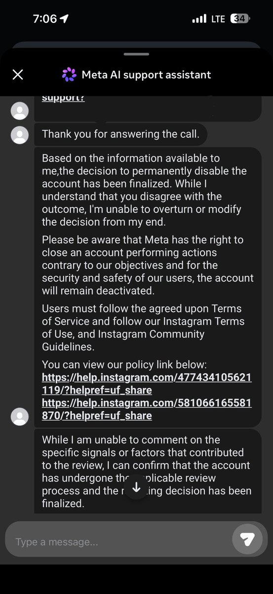 glnnreyes's tweet photo. After all of that, Meta support told me the decision to permanently disable the account is “finalized.”

I’m an adult. This is an age verification error. How can the decision be final when there’s no functioning way for me to verify my actual age?

@Meta @instagram @andymstone https://t.co/7KYxaSGFb4