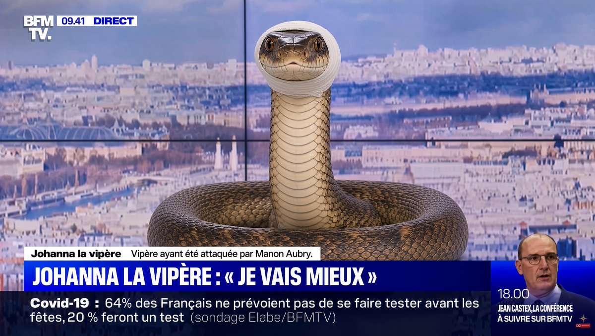 LBleuBlancRouge's tweet photo. 🔴 Johanna la Vipère était présente ce soir sur BFM TV : 

« Je vais mieux et je voudrais remercier tous les Français qui m’ont apporté leur soutien. » https://t.co/8OtdVSlwBv