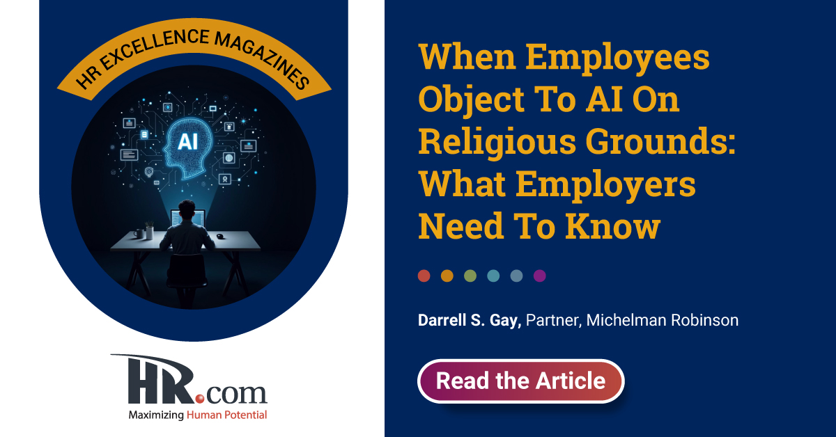 HRdotcom's tweet photo. Religious objections to AI are emerging as a new workplace challenge. How should employers respond? Explore Title VII, the Groff standard, &amp; practical steps for evaluating accommodation requests while reducing legal risk. https://t.co/iPwMQZhJz3

#HRCompliance #EmploymentLaw #AI https://t.co/qHHTLqhiqb
