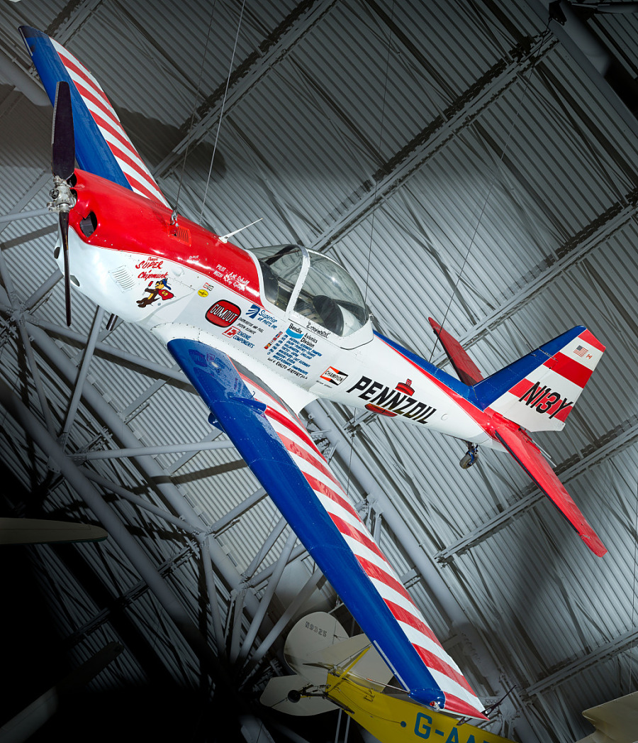 airandspace's tweet photo. The flying chipmunk! 🐿️ 

#OTD in 1987, this De Havilland-Canada DHC-1A Chipmunk "Pennzoil Special" was delivered to the Museum. Veteran aerobatic and movie pilot Art Scholl flew it in airshows around the country in the 1970s and early 1980s. #AirSpacePhoto https://t.co/0DCtqz9kWp
