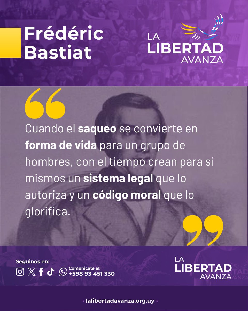 LLA_UY's tweet photo. Cuando el robo se legaliza, se glorifica. 📋 Algunos lo llaman política redistributiva. Bastiat lo llamó lo que es. #LaLey #Bastiat #Libertad #LLA https://t.co/1JkV42Zo0M