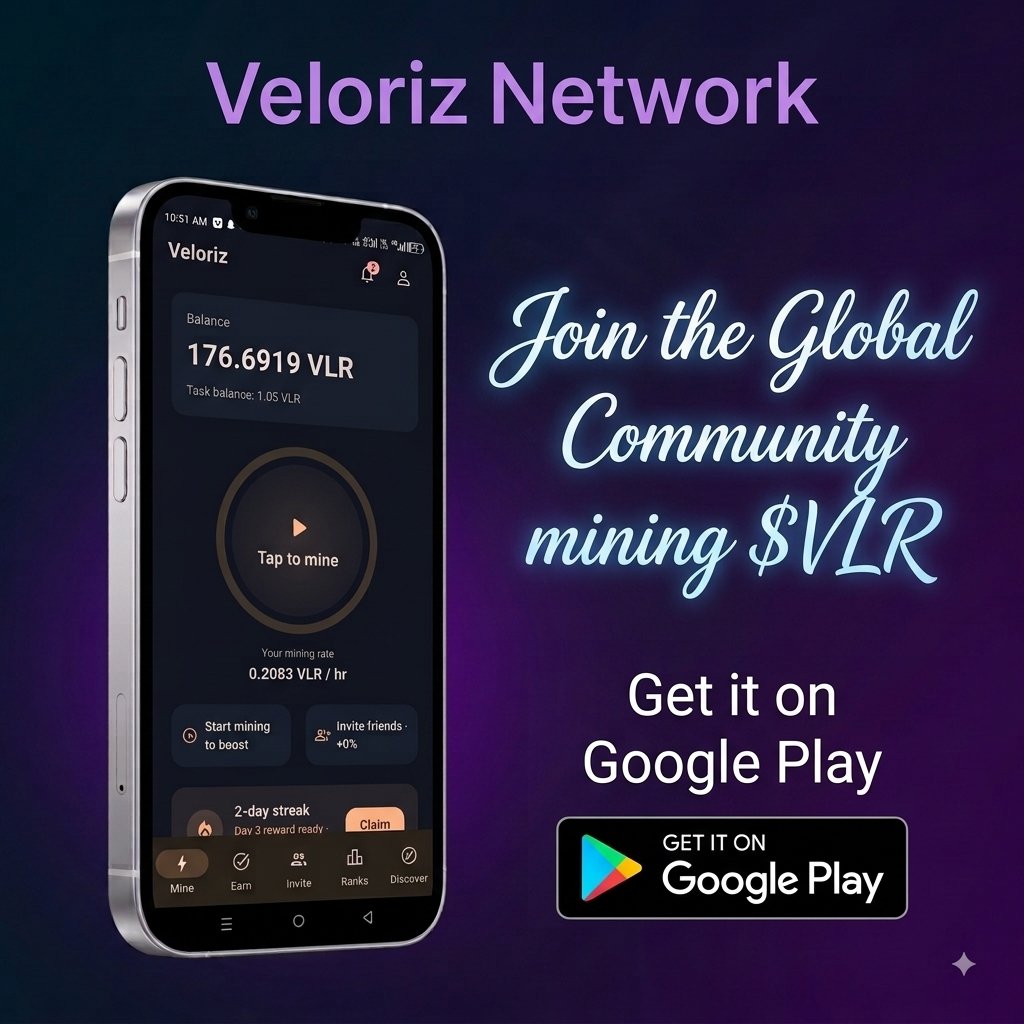 Veloriznetwork's tweet photo. Veloriz Network Is Growing Faster Than We Expected!

The growth has been incredible, and we’re truly grateful for the support, energy, and enthusiasm from this amazing community. 

Every miner, every referral, and every contribution is helping push Veloriz forward.

Thank you for being part of the journey. This is only the beginning!

#VelorizNetwork #VLR #MobileMining #Web3