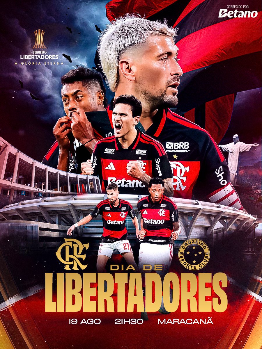 Flamengo's tweet photo. CHEGOU O DIA, NAÇÃO!

PODE AVISAR TODO MUNDO QUE HOJE TEM CLUBE DE REGATAS DO FLAMENGO EM CAMPO PELA CONMEBOL LIBERTADORES! É QUARTA-FEIRA DE MARACA LOTADO! É DECISÃO!

O Mais Querido enfrenta o Cruzeiro nesta quarta-feira, às 21h30, pela partida de volta das oitavas de final da Conmebol Libertadores, no Maracanã!

VVVVVAAAAAAAAAAAMMMMMMMMOOOOOOOOOSSSSSSSSSSS, FLAMENGOOOOOOOOOOOOOOOOO! 🔴⚫️

#HojeTem #FLAxCRU