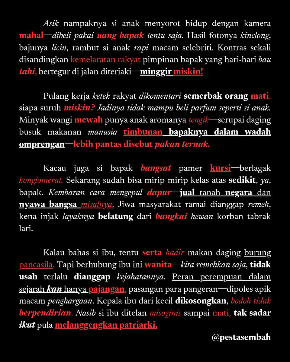 kucingitisme_'s tweet photo. anaknya main reputasi, bapaknya main kursi─ibunya? ditelan misoginis sampai mati. https://t.co/o8xubGGUvR