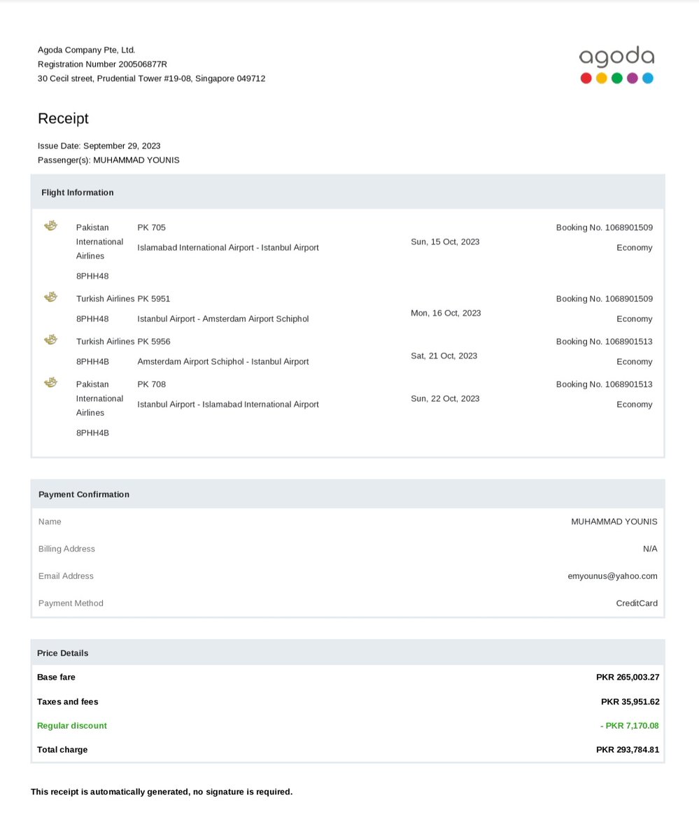 emyounus's tweet photo. Agoda Co. has defaulted refund of Flights e-tickets since November-2023 till date. Agoda flights e-tickets and its Emails received in Aug-2026 are attached. @agoda https://t.co/dK21DGKHVB