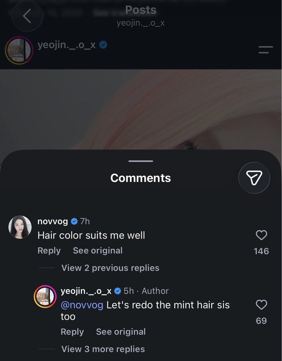 midsummer_ene's tweet photo. yeojin telling gowon to go back to her mint hair 😭❤️‍🩹 https://t.co/Ga7nQ3WY47