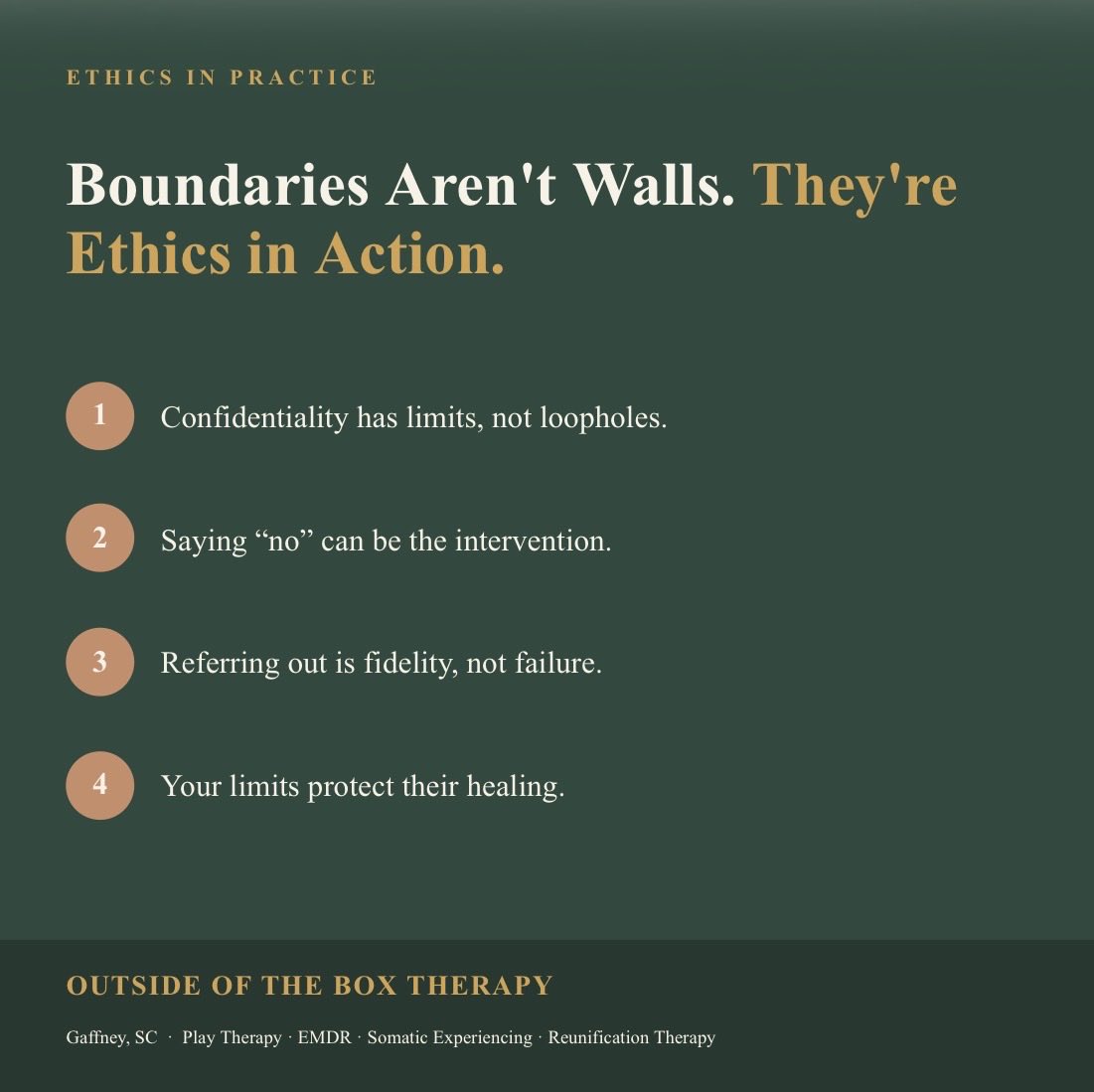 OTBT15's tweet photo. Boundaries are important
#outsideoftheboxtherapy #counselingethics #boundaries #therapists https://t.co/YUkvsTLXom