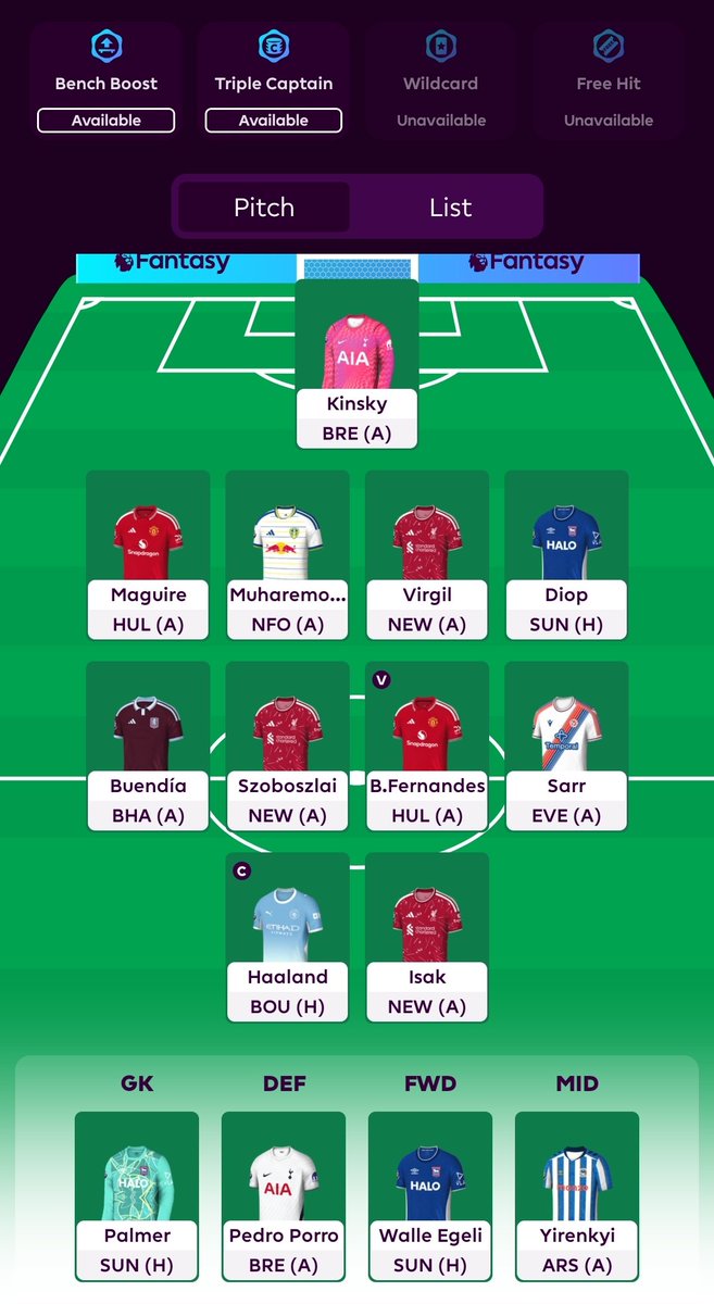 FDJUNDERRATED's tweet photo. @FPLhawamdeh Here's mine only worry so far is having no arsenal https://t.co/xFfFUvoDEW