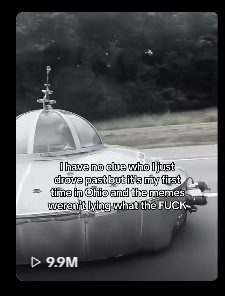 LizzySolll's tweet photo. NEW OHIO MEME TIKTOK IS GOING MEGA VIRAL RN

Someone spotted a literal UFO driving in Ohio and the vid has blown up on TikTok with 10M VIEWS IN JUST A DAY.

The comments are literally filled with MEMES and everyone is saying "Only in Ohio".

https://t.co/wRqbTE1Yb3 https://t.co/gDOS20kUrT