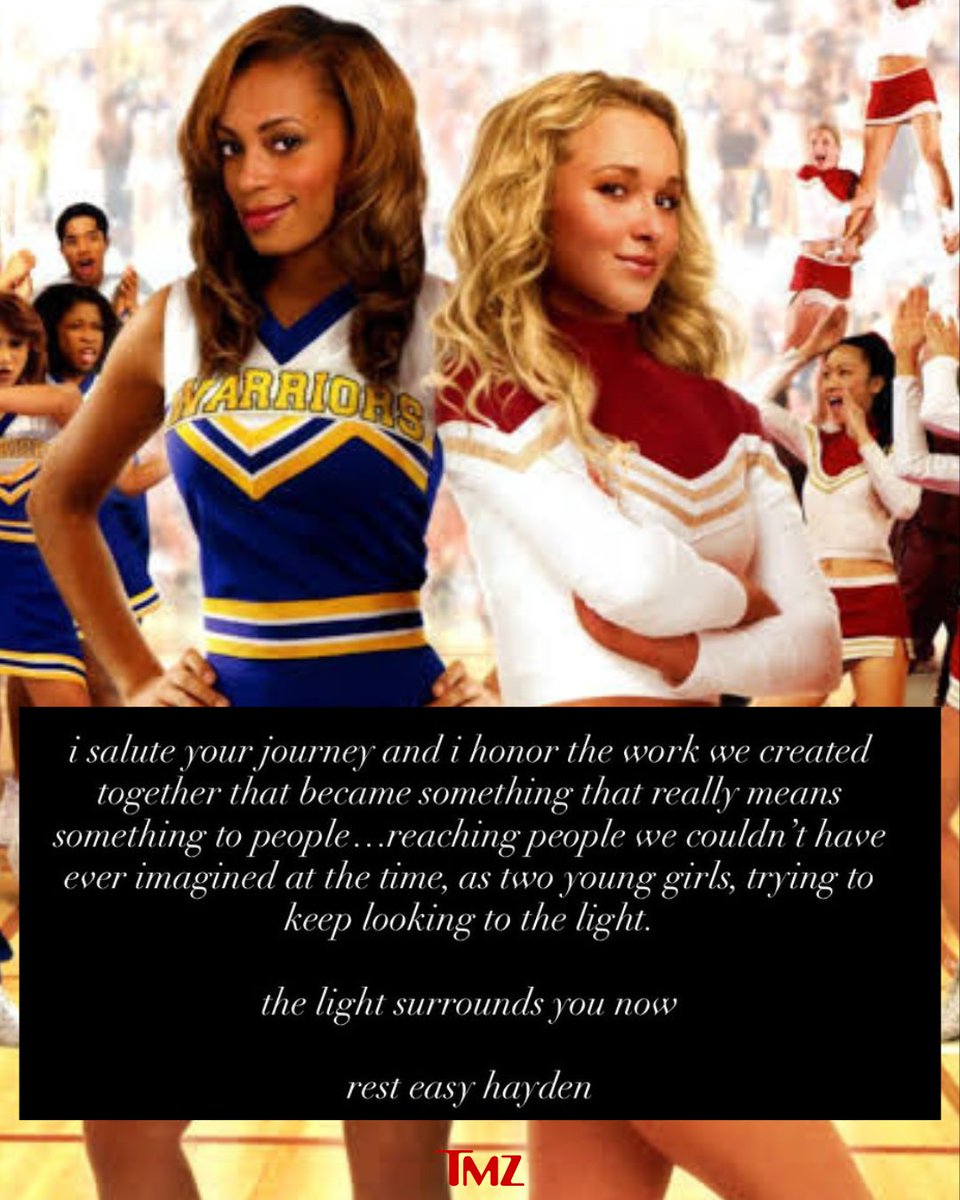 TMZ's tweet photo. 💔 Solange Knowles, who starred alongside Hayden Panettiere in "Bring It On: All or Nothing," shares a heartfelt message honoring the late actress. https://t.co/AckcxQ4jMI